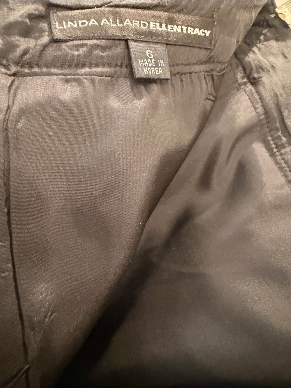 Linda Allard Ellen Tracy Black A-Line Skirt with Leather & Buckle Waist, Sz 6 - Picture 10 of 12